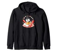 Cute Sleeping Penguin On Bacon And Egg Breakfast Zip Hoodie