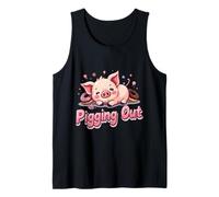 Cute Sleeping Pig Surrounded by Colorful Donuts and Candy Tank Top