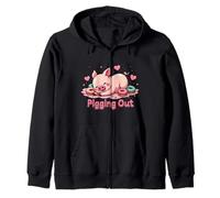 Cute Sleeping Pig Surrounded by Colorful Donuts and Candy Zip Hoodie