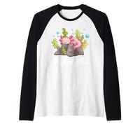 Cute Sleeping Relaxing Axolotl Relaxolotl Kawaii Axolotls Raglan Baseball Tee