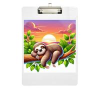 Cute Sleeping Sloth Clipboard Acrylics Decorative Clipboard Travel Clipboard with Low Profile Metal Clip for Women Men Teachers Nurses 12.5 x 9 Inches