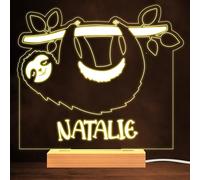 Cute Sleeping Sloth On Branch Personalised Gift Warm White Lamp Night Light | Personalised Gift For Home, Lamp Room Décor | Kids & Adults Night Lights With Name | Personalised Gift For Bedroom |