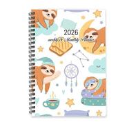 Cute Sleeping Sloths 2026 Planner Diary A5 To Do List Notebook Calendar Diary 2026 Diaries for Women Notebook for Family Week To View Monthly Year Planner with Dotted Line Note Page Slim