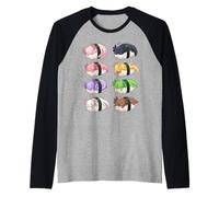 Cute Sleeping Sushi Axolotl Kawaii Animals Japanese Food Art Raglan Baseball Tee