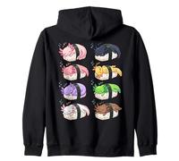 Cute Sleeping Sushi Axolotl Kawaii Animals Japanese Food Art Zip Hoodie