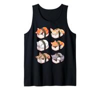 Cute Sleeping Sushi Foxes Kawaii Animals Japanese Food Art Tank Top