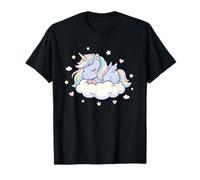 Cute Sleeping Unicorn On Cloud with Stars Hearts T-Shirt
