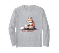 Cute Sleepy Fox with Coffee Quote Long Sleeve T-Shirt