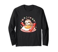 Cute Sleepy Sloth Hugging Fried Egg Bacon Long Sleeve T-Shirt