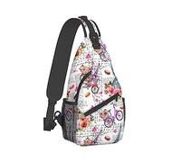 Cute Sling Shoulder Backpacks Compatible with Flowers Bicycle Eiffel Tower Bags Chest Sack, Anti Theft Crossbody Rucksack for Hiking Traveling Sports, Multipurpose Daypacks for Men Women