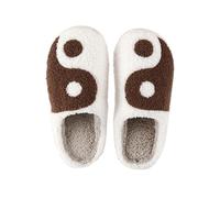 Cute Slippers Women| Funny Indoor Slippers Couple| Chinese Taiji Pattern Sliders| Slip On Home Sliders| Soft Plush Slides| Fashion Color Block Slides| Lightweight House Slipper For Her Him