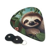 Cute Sloth 6 Pack Guitar Picks With Holder, Personalized Guitar Plectrums Non-Slip Portable Ukulele Bass Picks 0.96mm For Acoustic Guitar Lovers Gifts