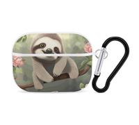Cute Sloth AirPods Pro 2 Case Cover, Shockproof Hard Shell Protective Case for Women Men, Compatible with Airpod Pro Case 2nd/1st Generation with Keychain-White