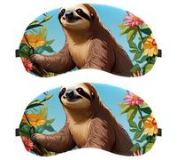 Cute Sloth and Flower Ultra-Soft Sleep Eye Blindfold, 3D Contoured Light Blocking for Travel Home Office, Comfortable Blindfold for Men Women