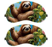 Cute Sloth and Flower Ultra-Soft Sleep Eye Blindfold, 3D Contoured Light Blocking for Travel Home Office, Comfortable Blindfold for Men Women
