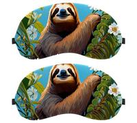 Cute Sloth and Flower Ultra-Soft Sleep Eye Blindfold, 3D Contoured Light Blocking for Travel Home Office, Comfortable Blindfold for Men Women