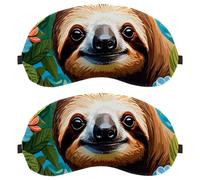 Cute Sloth and Flower Ultra-Soft Sleep Eye Blindfold, 3D Contoured Light Blocking for Travel Home Office, Comfortable Blindfold for Men Women