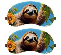 Cute Sloth and Flower Ultra-Soft Sleep Eye Blindfold, 3D Contoured Light Blocking for Travel Home Office, Comfortable Blindfold for Men Women