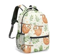 Cute Sloth and Orange Print 16 Inch Backpack Vibrant Cartoon All Over Pattern Daypack Sweet Leaf Butterfly Design Travel Bag (04)