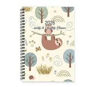 Cute Sloth and Owl Diary 2026 A5 To Do List Notebook Notepads Mens Diary Organiser Planner 2026 Planner A5 for Teaching Assistant Week To View Monthly Year with Dotted Line Note Page Slim