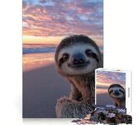 Cute Sloth at Sunset Beach 1000 Piece Jigsaws for Adults Stress Free Nice Thick Happy Challenge Premium Gift (38x52cm)