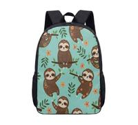 Cute Sloth Backpack 17 Inch Meditating Animal Mandala Pattern School Bag for Kids Teens Zen Yoga Turquoise Print Daypack (15)