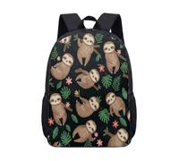 Cute Sloth Backpack 17 Inch Meditating Animal Mandala Pattern School Bag for Kids Teens Zen Yoga Turquoise Print Daypack (08)