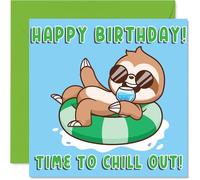 Cute Sloth Birthday Card for Girls Boys - Vacation Holiday Animals - Happy Birthday Card for Nephew Son Daughter Cousin, 145mm Bday Greeting Cards