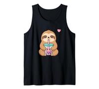 Cute Sloth Boba Tea Bubble Kawaii Girls Tank Top