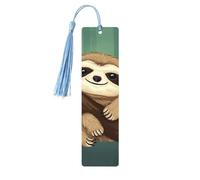Cute Sloth Bookmarks Gifts, Wood Bookmark for Women Men Handmade Book Mark for Book Lovers, Wood Tags Reading Page Markers Rectangle Shape Ornaments with Tassels