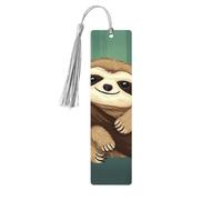 Cute Sloth Bookmarks Gifts, Wood Bookmark for Women Men Handmade Book Mark for Book Lovers, Wood Tags Reading Page Markers Rectangle Shape Ornaments with Tassels