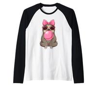 Cute Sloth Bubble Gum Men Women Raglan Baseball Tee
