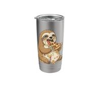 Cute Sloth Cartoon Eating Pizza Cheese Stainless Steel Insulated Tumbler