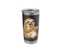 Cute Sloth Cartoon Eating Pizza Cheese Stainless Steel Insulated Tumbler