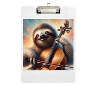Cute Sloth Cello Acrylic Clipboards Decorative Clipboard Letter Size Clipboards with Low Profile Metal Clip for Teachers, Students, Nurses 12.5 x 9 Inches