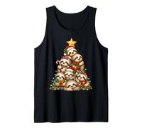 Cute Sloth Christmas Tree Holiday Lights Star Festive Tank Top