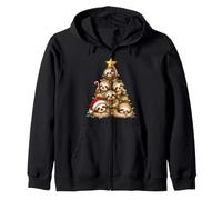 Cute Sloth Christmas Tree Holiday Presents Star Lights Zip Hoodie