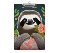 Cute Sloth Clipboard, A4 Acrylic Clipboard with Hanging Hole, Ultra-Light Clip Board - Holds 100 Sheets, Shatterproof Document Holder for Office, 12.5" X 8.5"