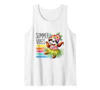 Cute Sloth Dancing Summer Vibes Hawaiian Hula Tropical Tank Top