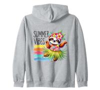 Cute Sloth Dancing Summer Vibes Hawaiian Hula Tropical Zip Hoodie