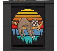 Cute Sloth Dishwasher Magnetic Cover Kitchen Decor Lazy Sloth Retro Sunset Front Dishwasher Refrigerator Magnetic Cover Sticker Appliance Decorative Cover 23 x 26 Inches
