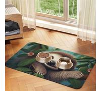 Cute Sloth Dog Food Mat, Absorbent Pet Feeding Mat for Food and Water Bowls Non-Slip Placement Pad for Floors Waterproof Quick Dry Water Dispenser Mat for Dogs Puppy Cats 16x24 Inch
