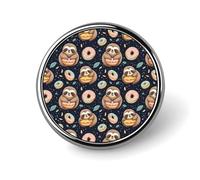 Cute Sloth Donut Print Enamel Pins for Backpack - Cute Jacket Coat Hat Bags Badge Pins, Funny Unique Novelty Button Pin Women Men Fashion Jewelry Accessories