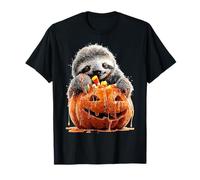 Cute Sloth Dripping Pumpkin Candy Corn Halloween Animal T-Shirt