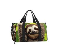 Cute Sloth Duffel Bag with Shoe Compartment - Lightweight Water-Resistant Holdall Gym Bag with Built-in Wet and Dry Separation Pouch