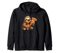 Cute Sloth Eating Pizza Zip Hoodie