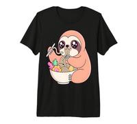 Cute Sloth Eating Ramen Kawaii Anime Premium T-Shirt