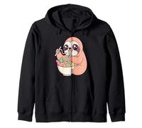Cute Sloth Eating Ramen Kawaii Anime Zip Hoodie