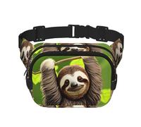 Cute Sloth Fitness travel shoulder bag, fashionable and casual waist bag, square double-layer waist bag, Black, One Size, Black, One Size