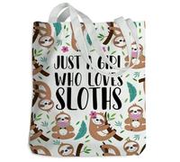 Cute Sloth Gifts Sloth Accessories Decor Stuff Reusable Grocery Bags Beach Tote Canvas Tote Bag for Women Work Gym Shopping Christmas Birthday Funny Friendship Gifts for Women Friend Mom Teen Sister